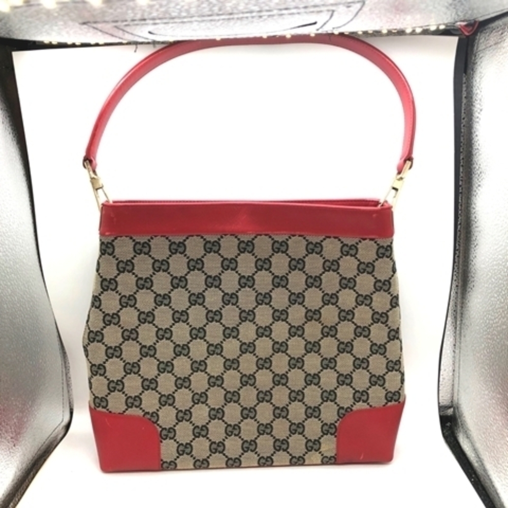 GUCCI GG Canvas Red Hobo Bag Handbag